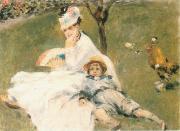 Pierre-Auguste Renoir Camille Monet and Her son Jean in the Garden at Arenteuil oil painting